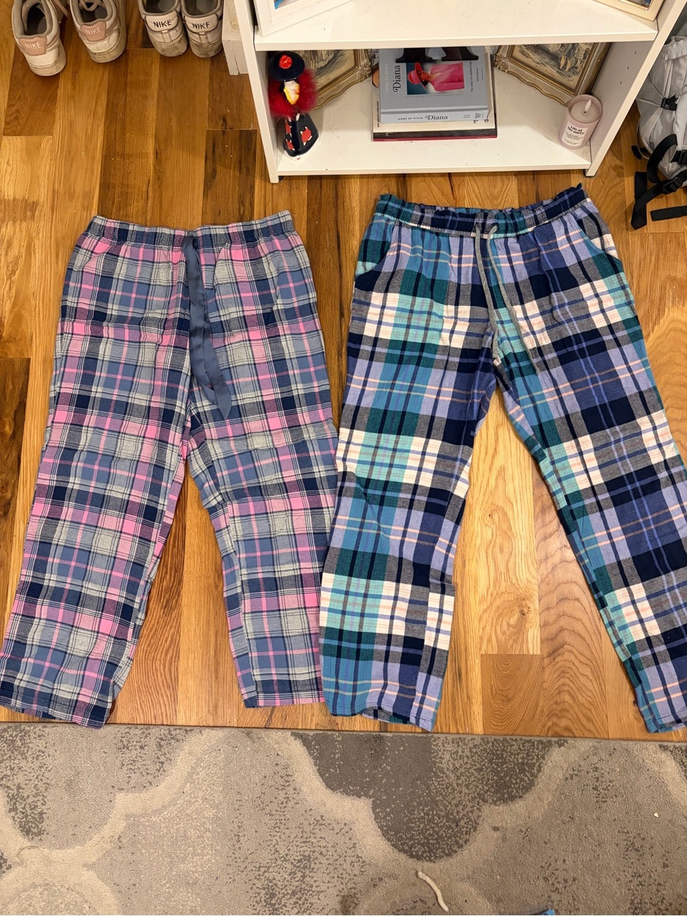 2 Pairs - Women’s Plaid Flannel Pajama Pants - Blue & Pink